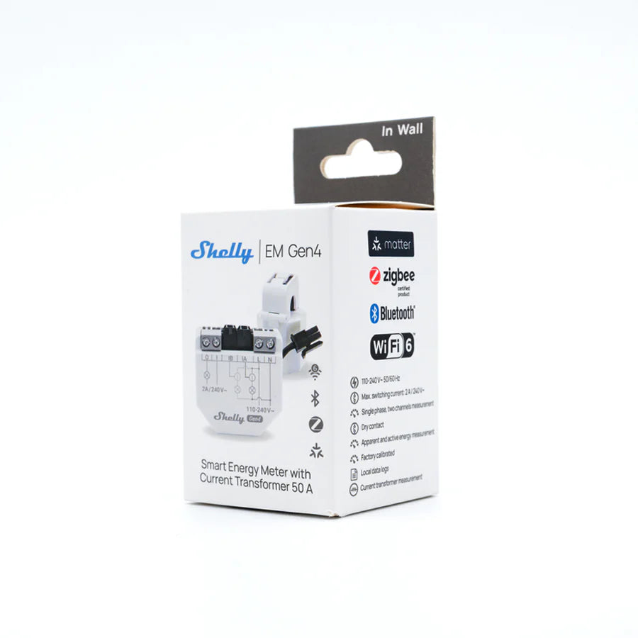 Shelly EM Gen4 Smart Energiezähler mit 2 Stromwandlern kontaktlos WLAN Bluetooth Zigbee Matter Shelly