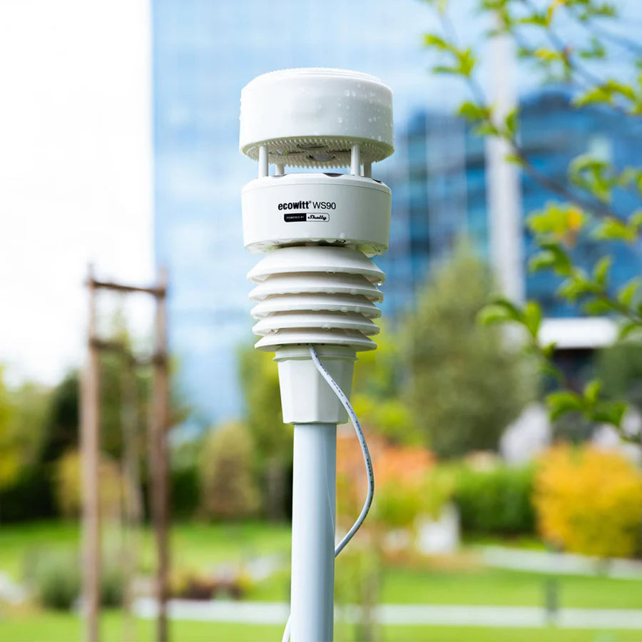 Ecowitt WS90 7-in-1 Wetterstation Sensor-Array Ultraschall-Wind Piezo-Regen Solarstrahlung UV Shelly