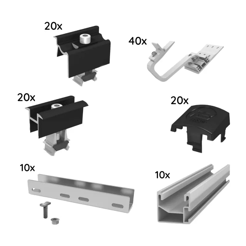 UK Paket für 10 Module von K2, SingleRail, Schrägdach, 1-lagig - PV One