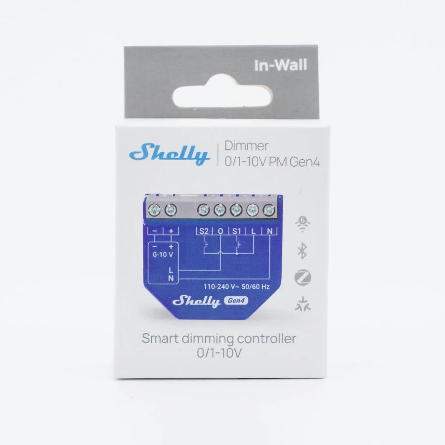 Shelly Dimmer 0/1-10V PM Gen4 DIN-Schienen 0-10V Smart-Dimmer mit Leistungsmessung WLAN Bluetooth Matter Shelly