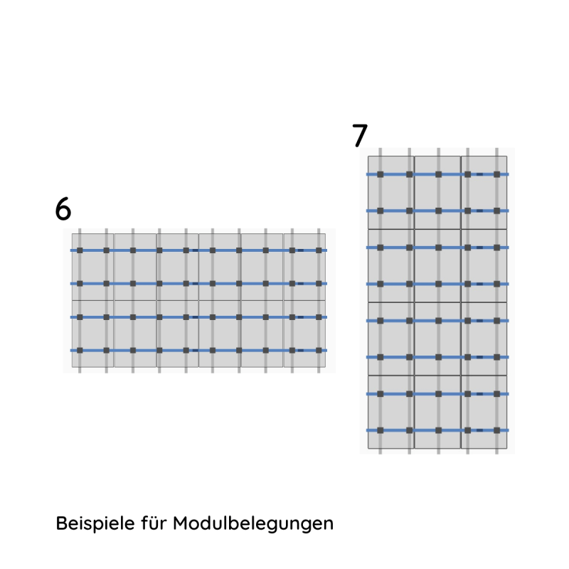 UK Paket für 10 Module von K2, SingleRail, Schrägdach, 1-lagig