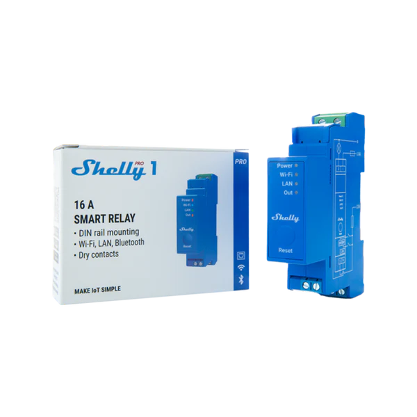 Shelly Pro 1 DIN-Schienen 1-Kanal Relais mit WLAN LAN Bluetooth Shelly