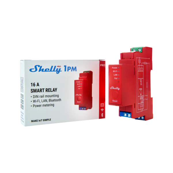 Shelly Pro 1PM DIN-Schienen 1-Kanal Relais mit Leistungsmessung WLAN LAN Bluetooth PV One